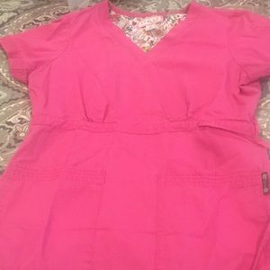 Hot pink Koi scrub top
